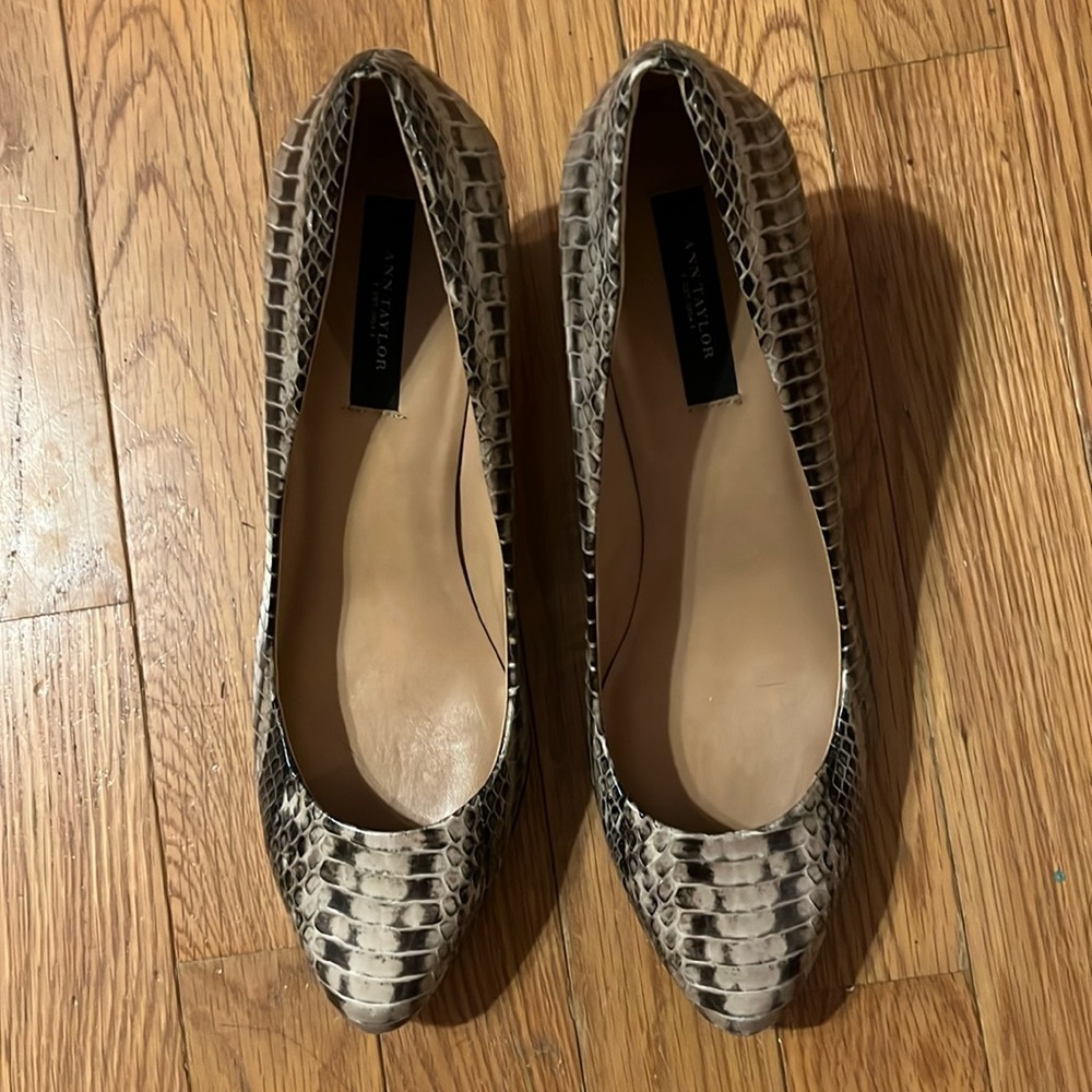 Ann Taylor Leather Snake Pattern Shoes Size 7.5